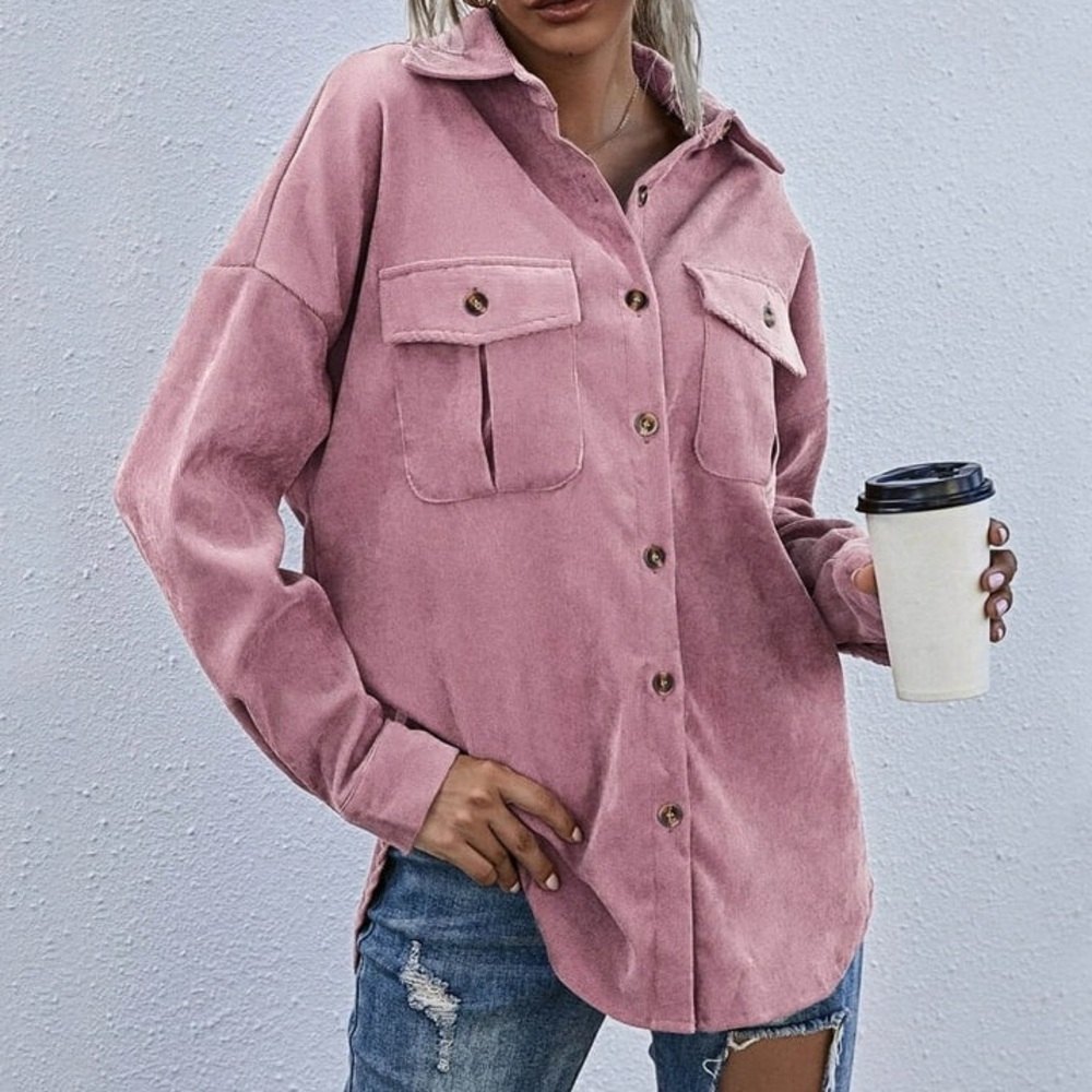 Women’s Dusty Rose Casual Button-Down Shirt